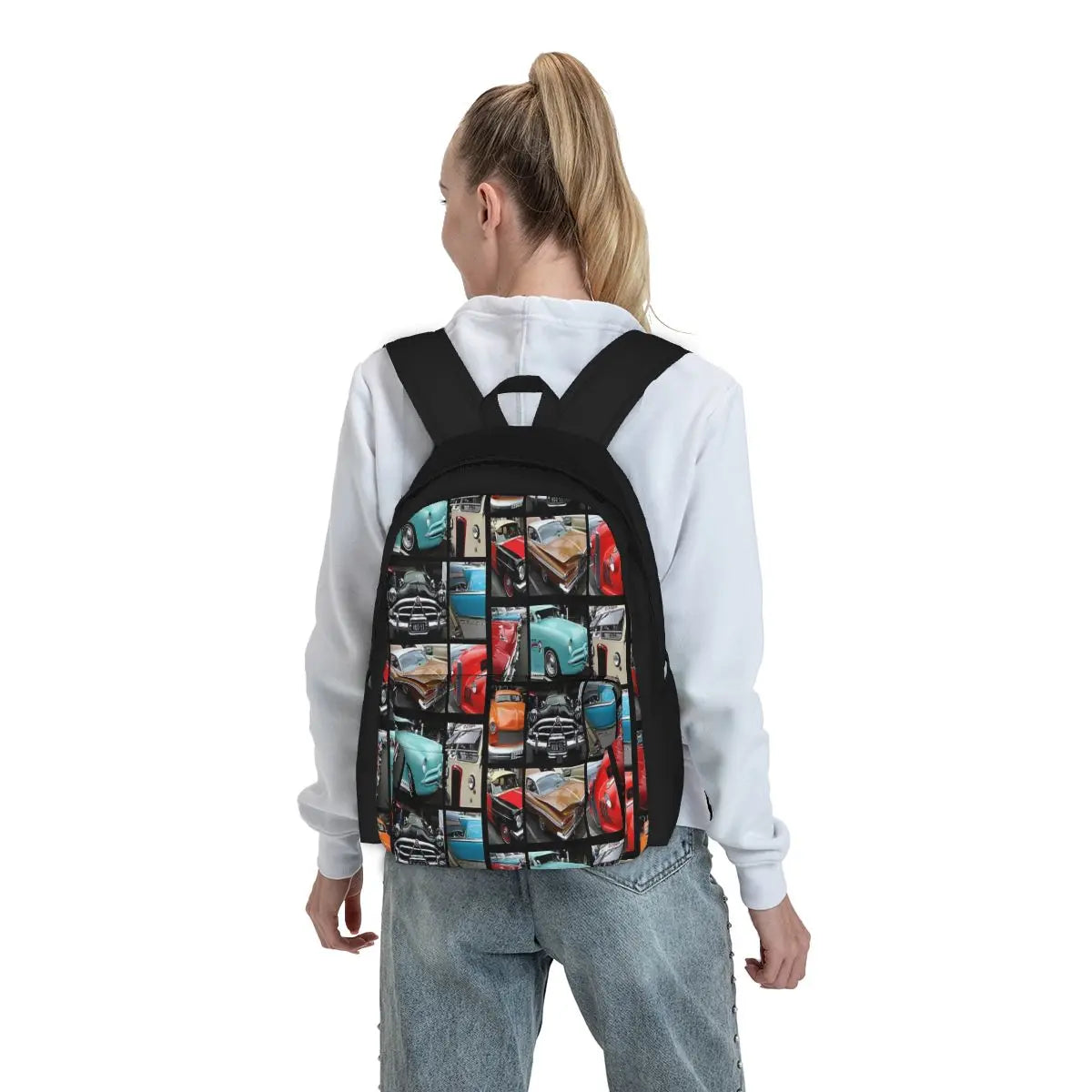 Vintage Car Collage Backpacks Men's Backpacks Bags For Women