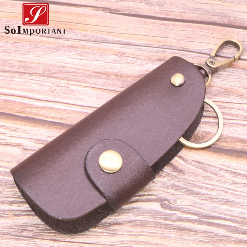 Vintage Car Key Wallets Leather Housekeepers Women Men Auto Cover Key Bag Pouch