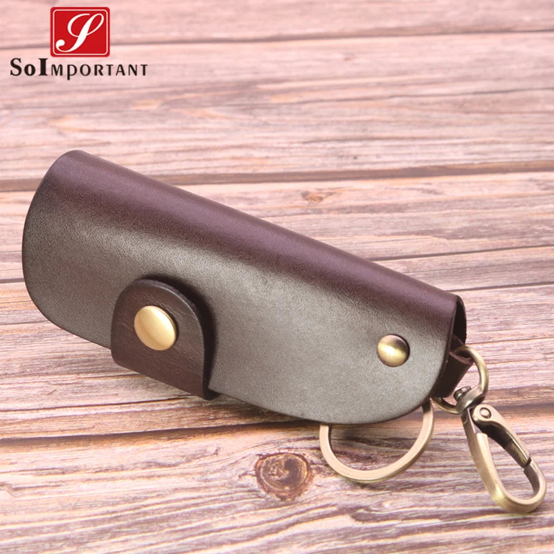 Vintage Car Key Wallets Leather Housekeepers Women Men Auto Cover Key Bag Pouch