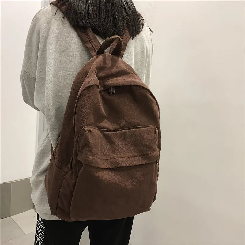 Vintage Casual Backpack Women Travel Bag Solid Women's Backpack