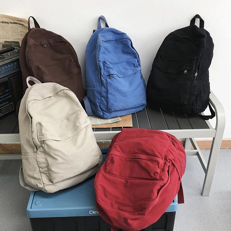Vintage Casual Backpack Women Travel Bag Solid Women's Backpack