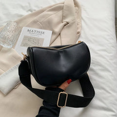 Vintage Casual Shoulder Bags Women PU Leather Half Moon Crossbody Bag