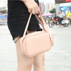 Vintage Casual Small Square Bags For Women Solid PU Leather Totes Handbags Lady