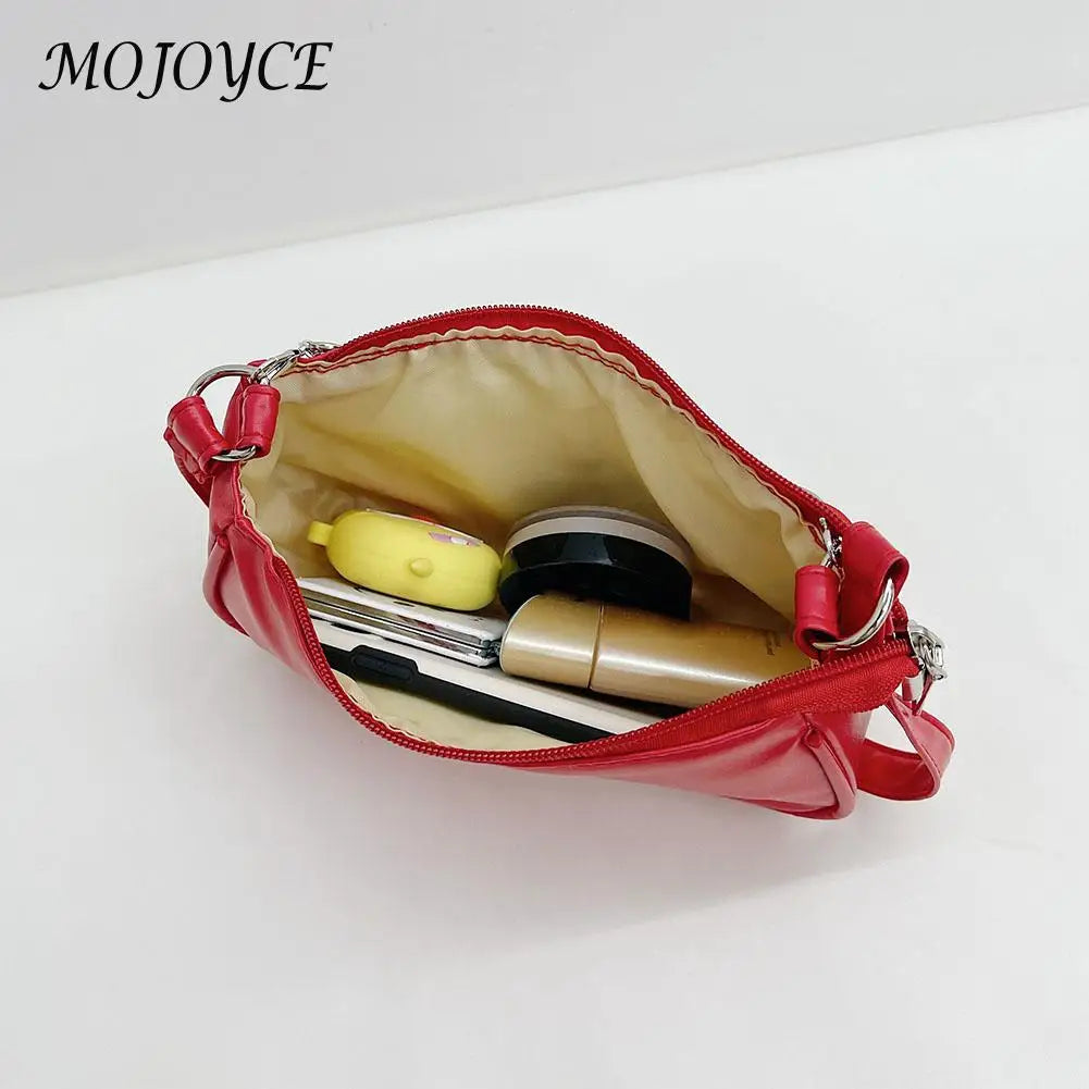 Vintage Casual Women Butterfly Double Chain PU Underarm Bag Small Handbag
