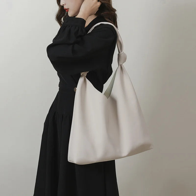 Vintage Casual Women Shoulder Bags Solid PU Leather Ladies Tote Bag
