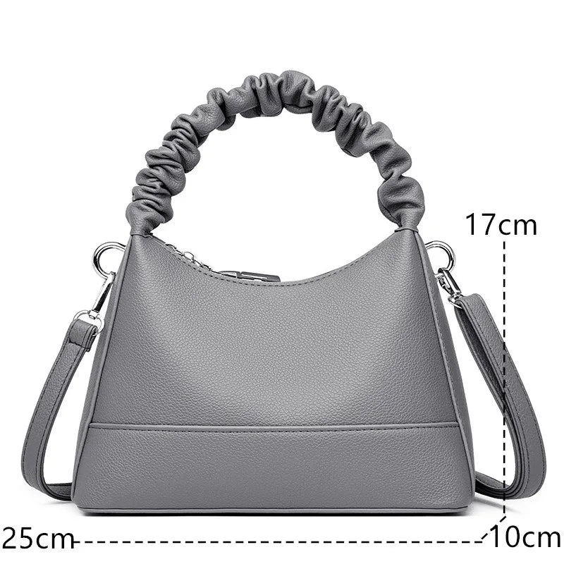 Vintage Leather Handbag Large Capacity Tote Bag Ladies Messenger Bag