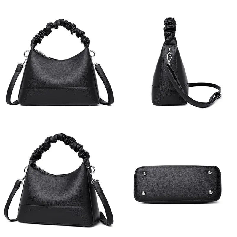Vintage Leather Handbag Large Capacity Tote Bag Ladies Messenger Bag