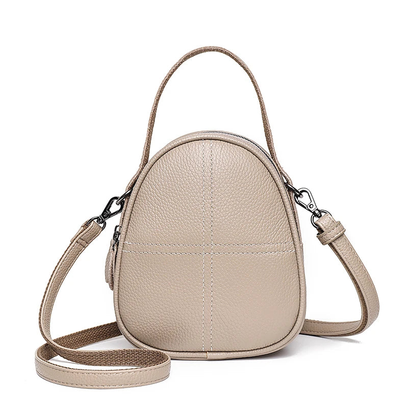 Vintage Casual Womens Shoulder Crossbody Bag Leather 3 Layer Small Tote Sac