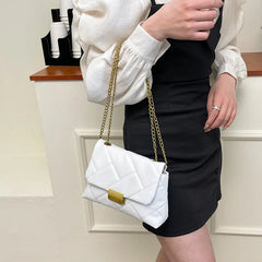 Vintage Chain Strap Shoulder Bag Plaid Crossbody Bags For Women