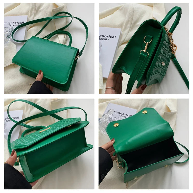 Vintage Chains Shoulder Bags Small PU Leather Purse Female Crossbody Handbag