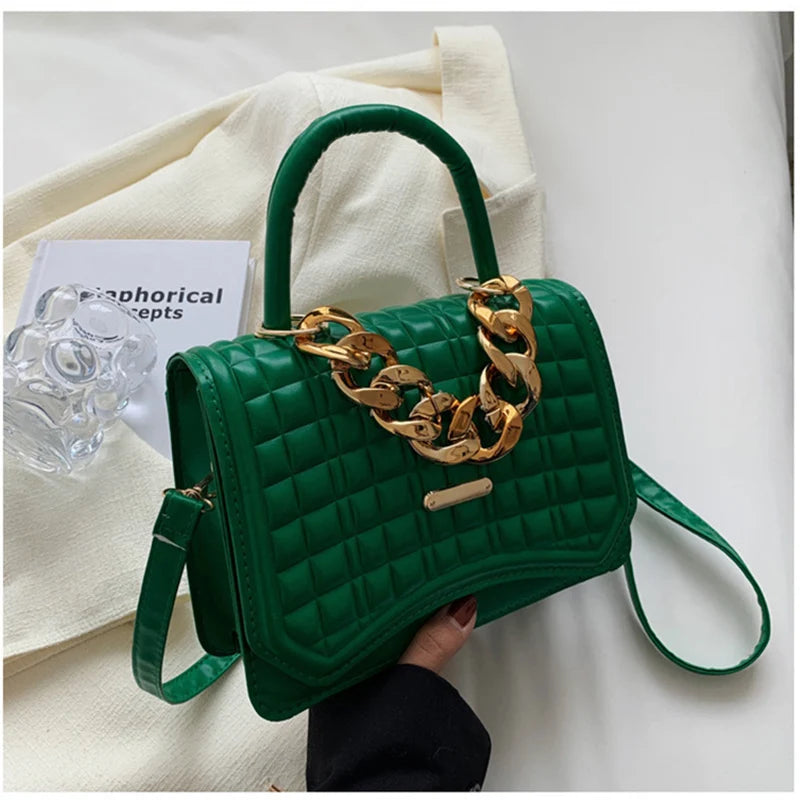 Vintage Chains Shoulder Bags Small PU Leather Purse Female Crossbody Handbag