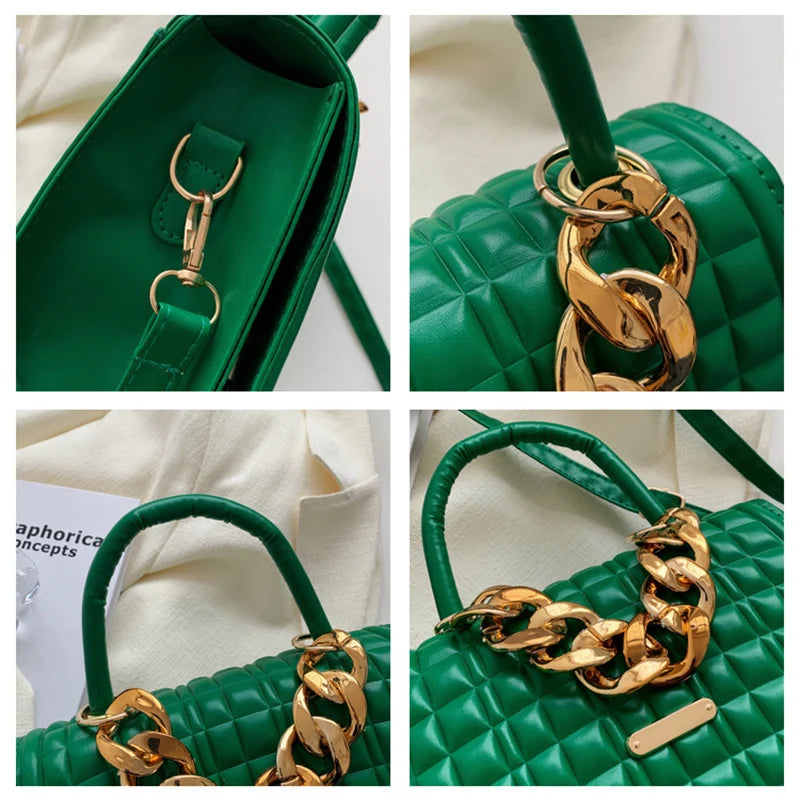 Vintage Chains Shoulder Bags Small PU Leather Purse Female Crossbody Handbag