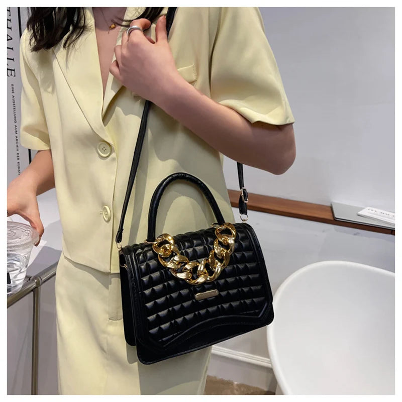 Vintage Chains Shoulder Bags Small PU Leather Purse Female Crossbody Handbag