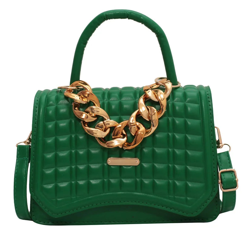 Vintage Chains Shoulder Bags Small PU Leather Purse Female Crossbody Handbag