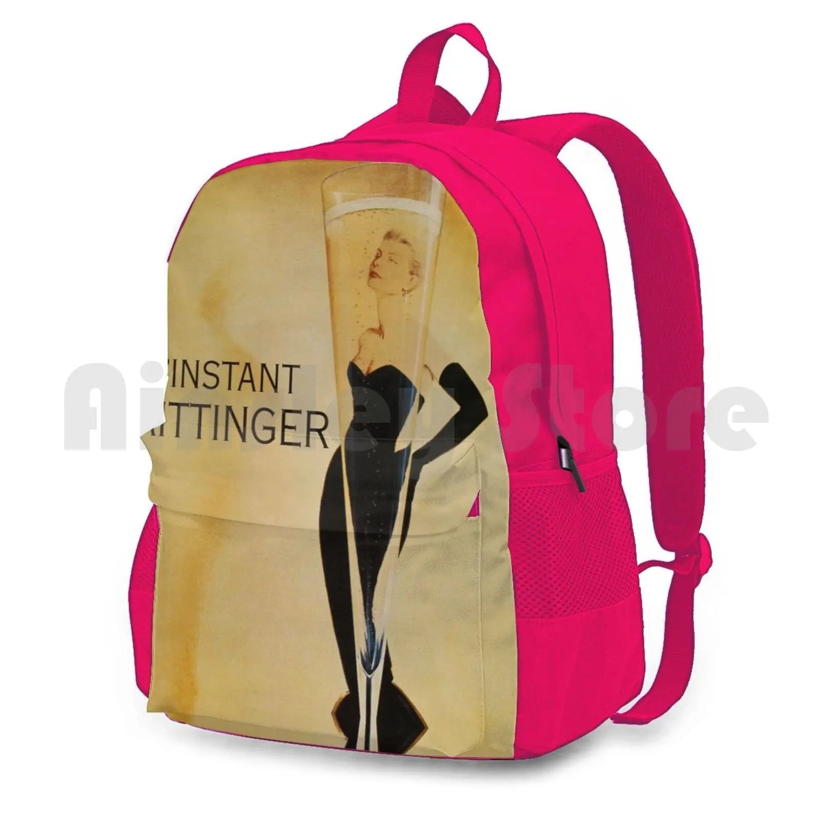 Vintage Champagne Poster Outdoor Hiking Backpack