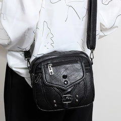 Vintage Crossbody Bag Multifunctional PU Leather Fanny Pack Anti-theft Zipper