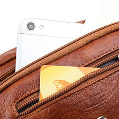 Vintage Crossbody Bag Multifunctional PU Leather Fanny Pack Anti-theft Zipper