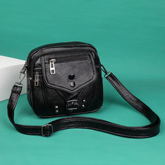 Vintage Crossbody Bag Multifunctional PU Leather Fanny Pack Anti-theft Zipper
