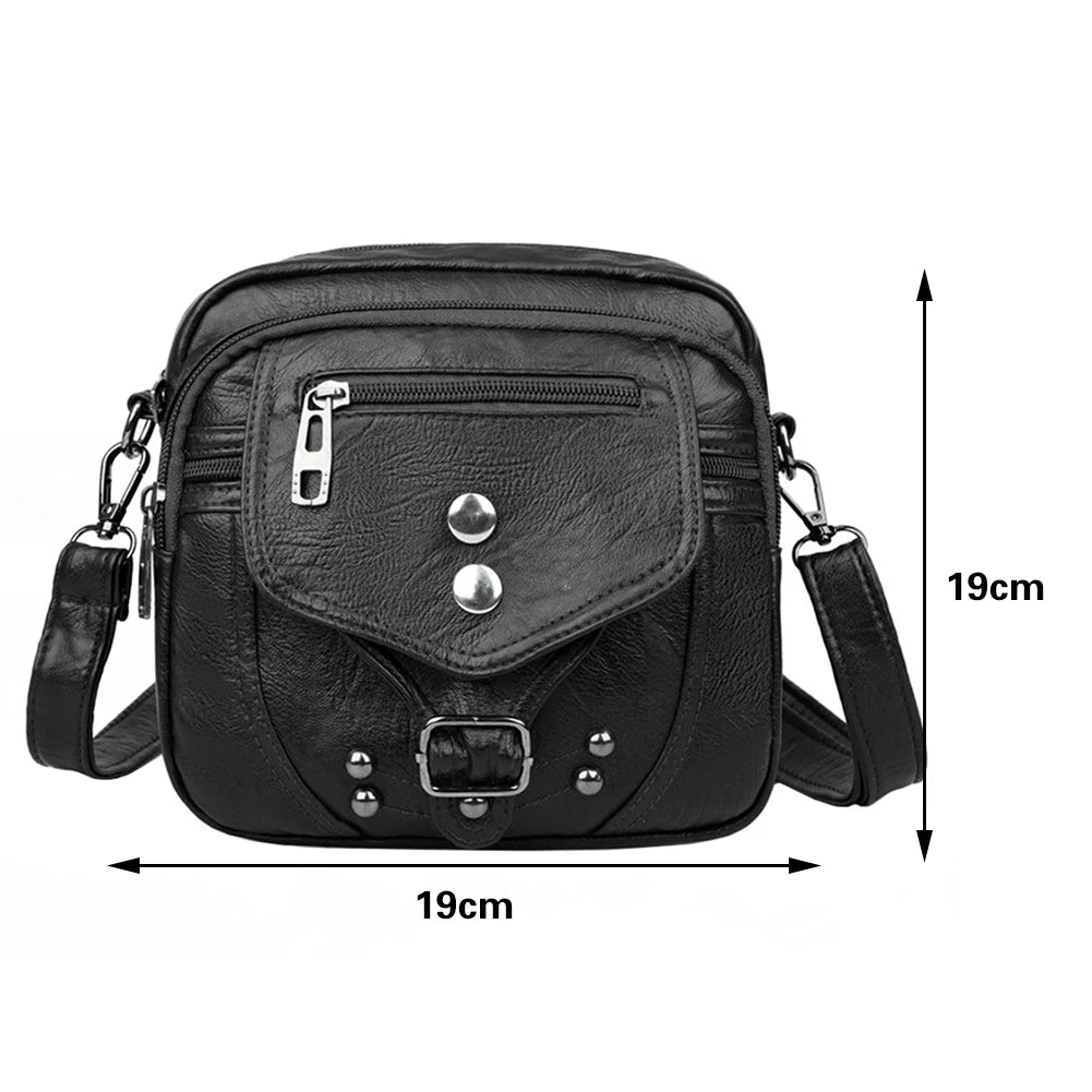 Vintage Chest Crossbody Bag PU Leather Phone Pouch Solid Shopper Anti-theft