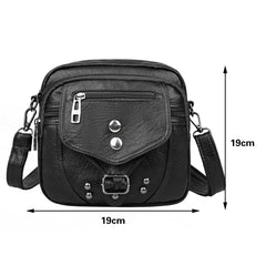 Vintage Chest Crossbody Bag PU Leather Phone Pouch Solid Shopper Anti-theft
