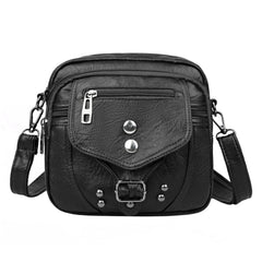 Vintage Chest Crossbody Bag PU Leather Phone Pouch Solid Shopper Anti-theft
