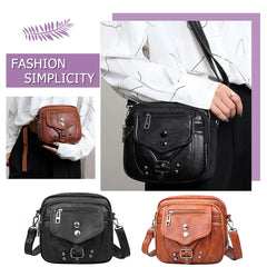 Vintage Chest Crossbody Bag PU Leather Phone Pouch Solid Shopper Anti-theft