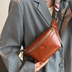 Vintage Chest Crossbody Bag PU Leather Shoulder Bag Dumpling Waist Bag