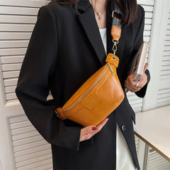 Vintage Chest Crossbody Shoulder Bags Women PU Leather Waist Bag
