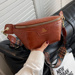 Vintage Chest Crossbody Shoulder Bags Women PU Leather Waist Bag