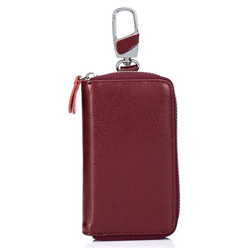 Vintage Cow Leather Key Holder Bag Organizer Keychain Car Key Case Pouch