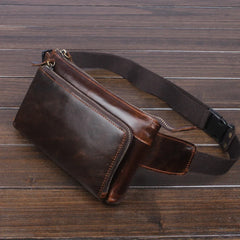 Vintage Cow Leather Men Waist Bag Casual Small Fanny Pack Male Belt Bag
