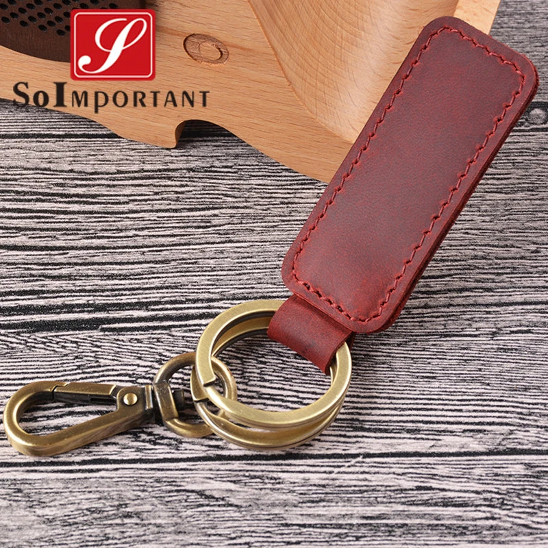 Vintage Crazy Horse Leather Car Key Holder Wallets Women And Men