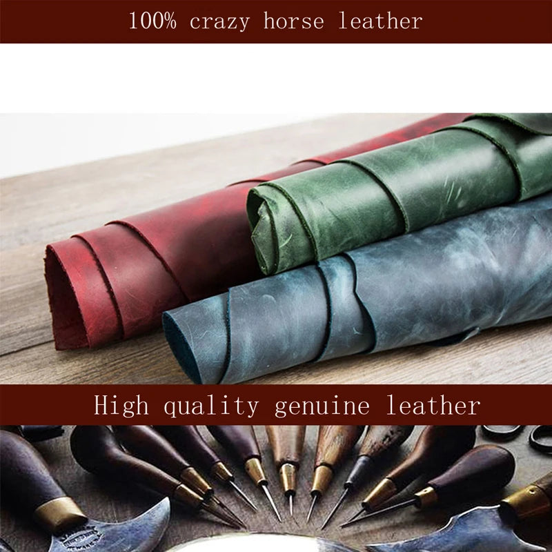 Vintage Crazy Horse Leather Car Key Holder Wallets Women And Men