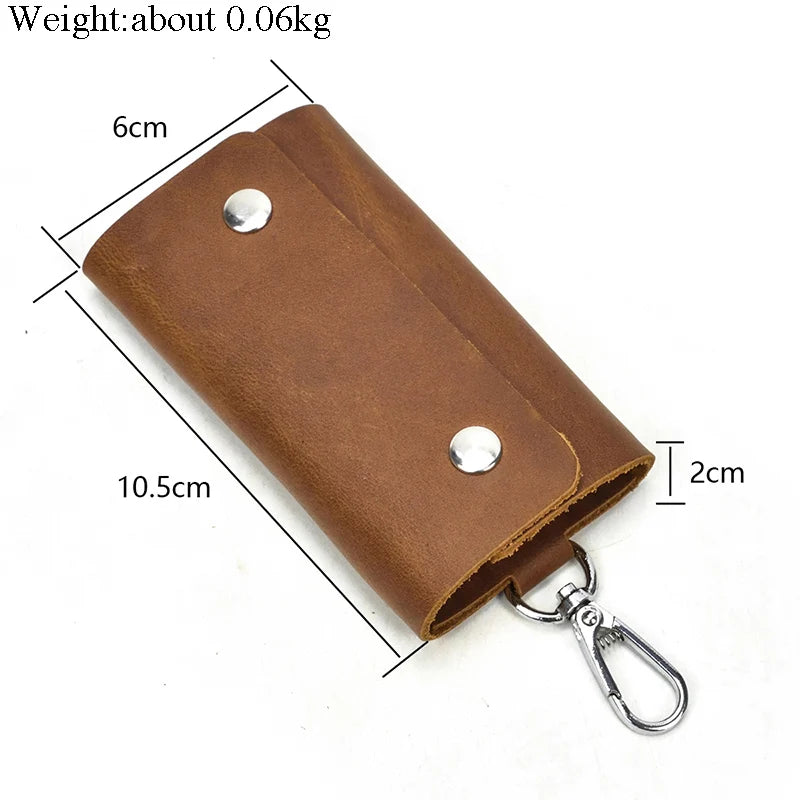Vintage Leather Keychain Crazy Horse Key Holder