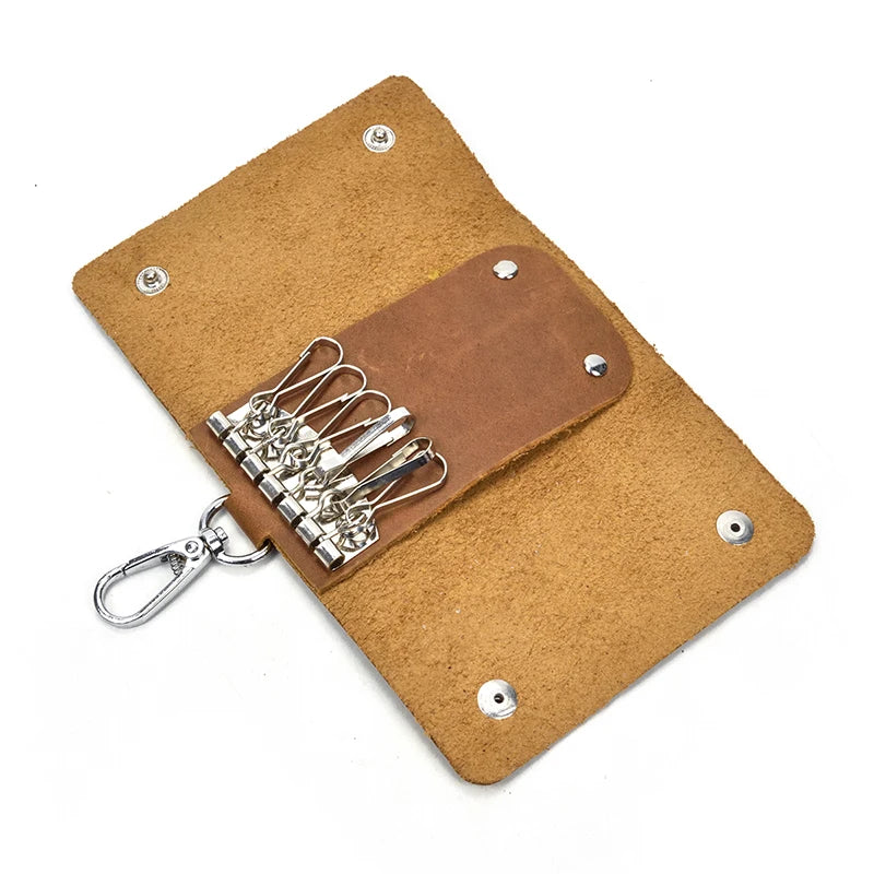 Vintage Leather Keychain Crazy Horse Key Holder