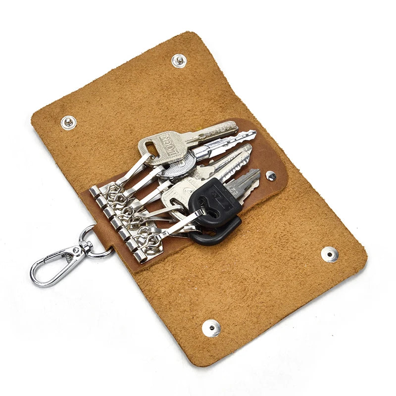 Vintage Leather Keychain Crazy Horse Key Holder