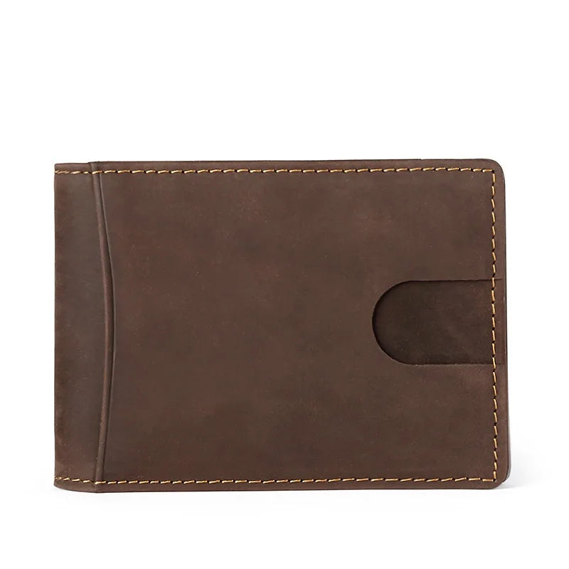 Vintage Crazy Horse Leather Wallet Men Mini Wallets Leather Men Purse Clutch Bag