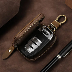 Vintage Crazy Horse Leather Car Key Bag Europe and America