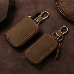 Vintage Crazy Horse Leather Car Key Bag Europe and America