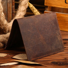 Vintage Crazy Horse Leather Men's Short Purse Casual Men's Bag