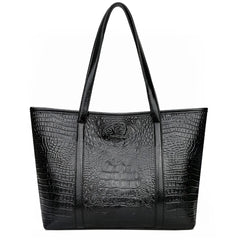 Vintage Crocodile Leather Women Handbag Large Capacity Shoulder Shopping Bag