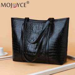 Vintage Crocodile Leather Women Handbag Large Capacity Shoulder Bag