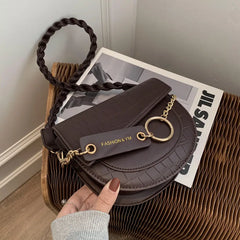 Vintage Crocodile Pattern Shoulder Saddle Bag