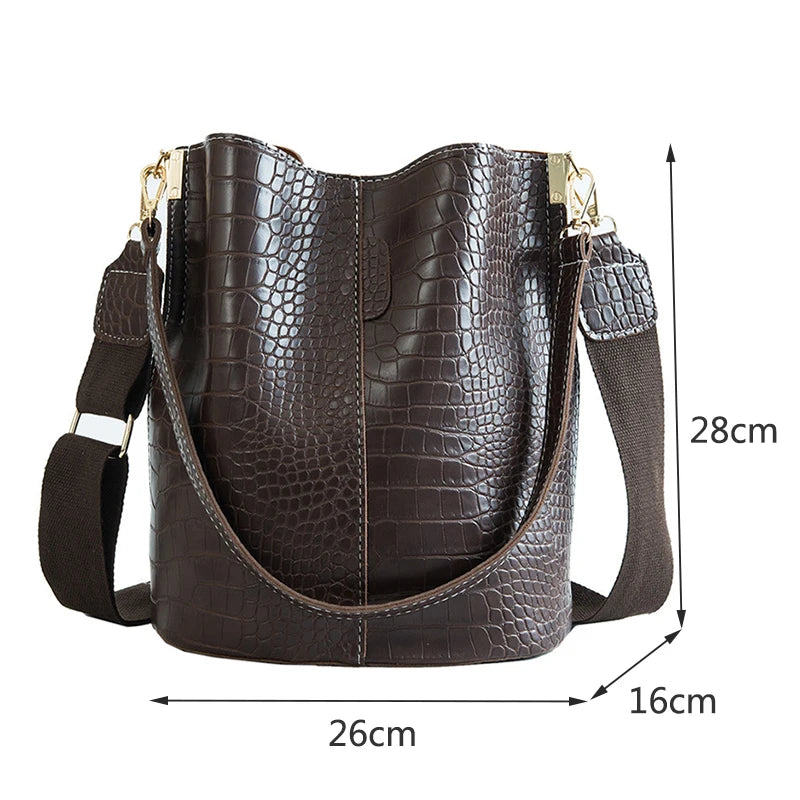 Vintage Crocodile Pattern Crossbody Bag