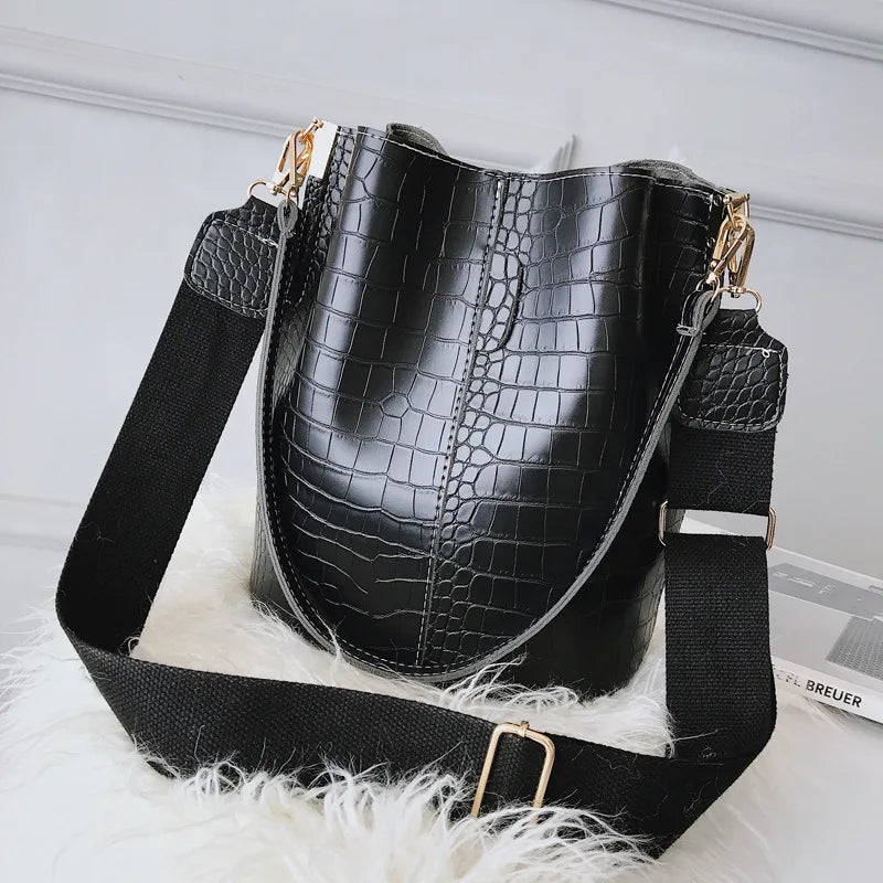 Vintage Crocodile Pattern Crossbody Bag