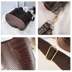 Vintage Crocodile Pattern Crossbody Bag