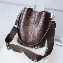 Vintage Crocodile Pattern Crossbody Bag