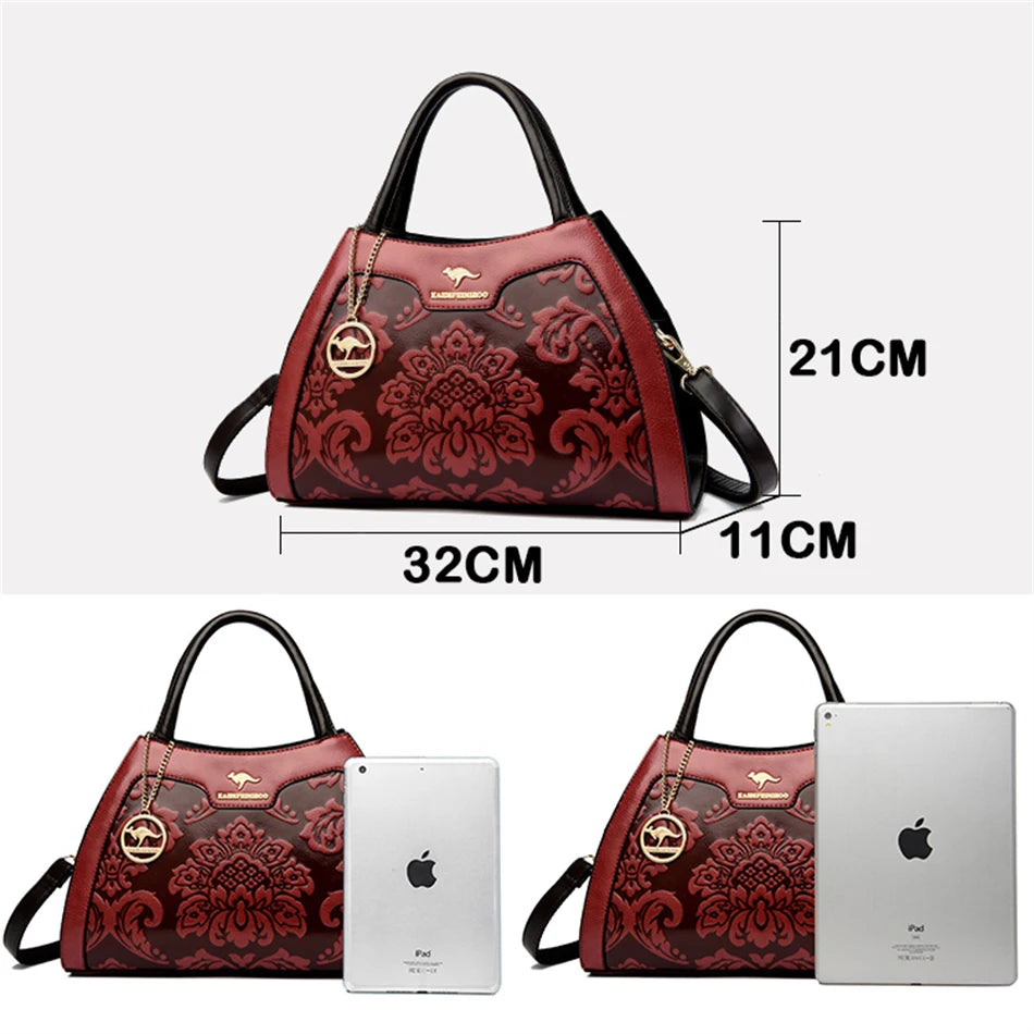 Vintage Crocodile Pattern Handbags Women Shoulder Bag Large Capacity Leather Tot