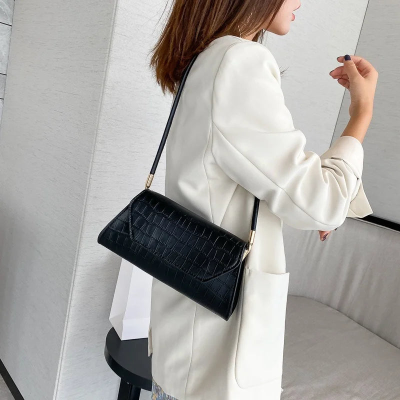 Vintage Crocodile Pattern Ladies Handbag PU Leather Women Shoulder Bag