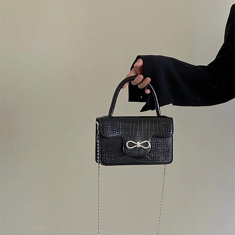Vintage Crocodile Pattern Mini Crossbody Bag for Women